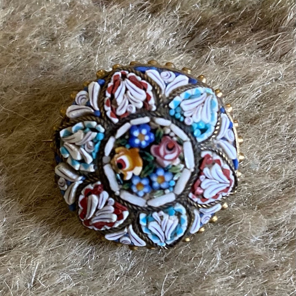 Vintage cloisonné brooch pin
